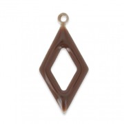 Epoxy resin and metal hollow rhombus shape charm 18 mm Brown x 8|raw }}