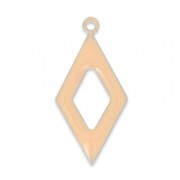 Epoxy resin and metal hollow rhombus shape charm 18 mm Light Rose x 8|raw }}
