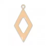 Epoxy resin and metal hollow rhombus shape charm 18 mm Light Rose x 8