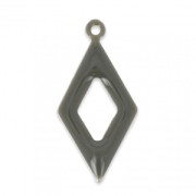 Epoxy resin and metal hollow rhombus shape charm 18 mm Grey x 8