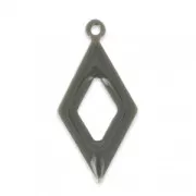 Epoxy resin and metal hollow rhombus shape charm 18 mm Grey x 8