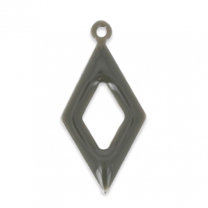 Epoxy resin and metal hollow rhombus shape charm 18 mm Grey x 8