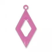 Epoxy resin and metal hollow rhombus shape charm 18 mm Fuchsia x 8