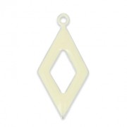 Epoxy resin and metal hollow rhombus shape charm 18 mm Cream x 8|raw }}
