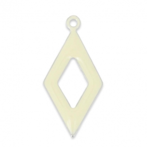 Epoxy resin and metal hollow rhombus shape charm 18 mm Cream x 8
