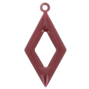 Epoxy resin and metal hollow rhombus shape charm 18 mm Bordeaux x 8