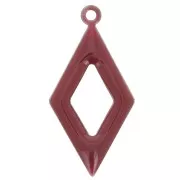 Epoxy resin and metal hollow rhombus shape charm 18 mm Bordeaux x 8