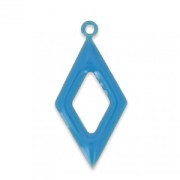 Epoxy resin and metal hollow rhombus shape charm 18 mm Blue x 8|raw }}