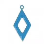 Epoxy resin and metal hollow rhombus shape charm 18 mm Blue x 8