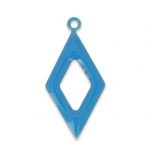 Epoxy resin and metal hollow rhombus shape charm 18 mm Blue x 8