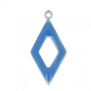 Epoxy resin and metal hollow rhombus shape charm Blue x 8