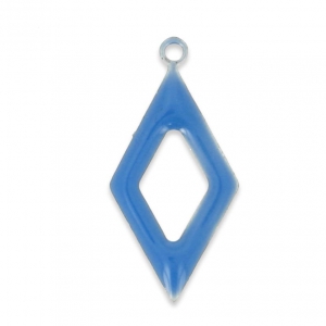 Epoxy resin and metal hollow rhombus shape charm Blue x 8