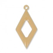 Epoxy resin and metal hollow rhombus shape charm 18 mm Beige x 8|raw }}