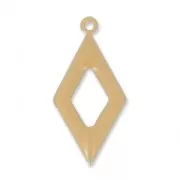 Epoxy resin and metal hollow rhombus shape charm 18 mm Beige x 8