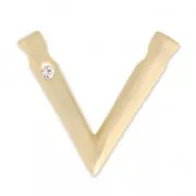 Design pendant V with strass 32x37 mm for 16 mm Polaris or round Satin Gold Tone