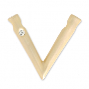 Design pendant V with strass 32x37 mm for 16 mm Polaris or round Satin Gold Tone