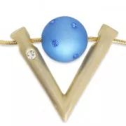 Design pendant V with strass 32x37 mm for 16 mm Polaris or round Satin Gold Tone