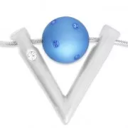 Design pendant V with strass 32x37 mm for 16 mm Polaris or round Satin Silver Tone