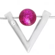 Design pendant V with strass 32x37 mm for 16 mm Polaris or round Satin Silver Tone
