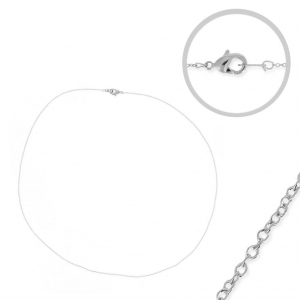 Metal chocker for Miyuki Delica 11/0 with oval mesh 0.8x1 mm rhodium x 45 cm