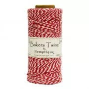 Bobbin of 125 meters of Bakers Twine 1 mm White/Red