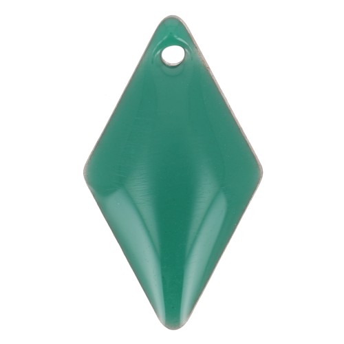 Epoxy resin and metal diamond shape 16 mm emerald green x 8