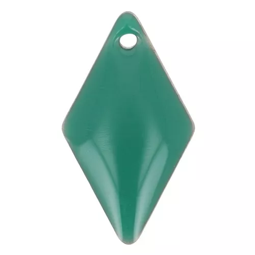 Epoxy resin and metal diamond shape 16 mm emerald green x 8