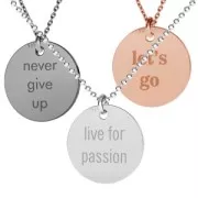 925 Sterling Silver medal charm Live for passion 11 mmdoré rose