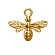 925 Sterling Silver Bee Pendant 13 mm Goldplated x1