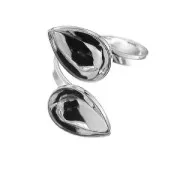 Double ring cabochon PureCrystal Pear 4320 14 x 10 mm 925 Silver x1