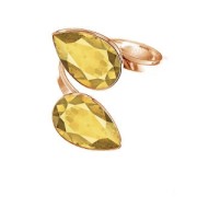 Double ring cabochon PureCrystal Pear 4320 14 x 10 mm 925 Silver x1