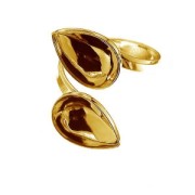 Double ring cabochon PureCrystal Pear 4320 14 x 10 mm 925 Silver gold-platedx1
