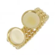 Brass ring with two flat back cabochon settings 8 mm fine Gold plated x1