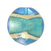 Flat round Aquamarine surrounded with gold 18 mm x1