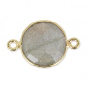 925 Sterling Silver Spacer 2 loops 12 mm Gold Plated / Labradorite x1|raw }}