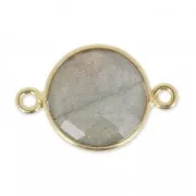 925 Sterling Silver Spacer 2 loops 12 mm Gold Plated / Labradorite x1