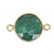 925 Sterling Silver Spacer 2 loops 12 mm Gold Plated / Imitation Emerald|raw }}