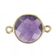 925 Sterling Silver Spacer 2 loops 12 mm Gold Plated / Améthyste x1