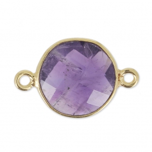 925 Sterling Silver Spacer 2 loops 12 mm Gold Plated / Améthyste x1