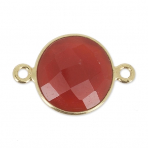 925 Sterling Silver Spacer 2 loops 12 mm Gold Plated dyed imitation Cornaline x1