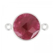 925 Sterling Silver Spacer 2 loops 12 mm / Ruby teinté x1