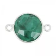 925 Sterling Silver Spacer 2 loops 12 mm / Imitation Emerald