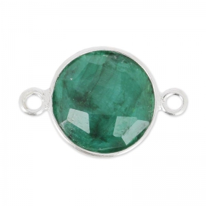 925 Sterling Silver Spacer 2 loops 12 mm / Imitation Emerald