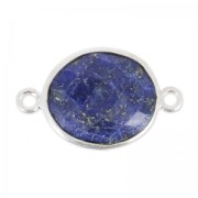 925 Sterling Silver Spacer 2 loops 11x13mm /Lapis Lazuli x1