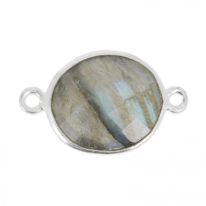 925 Sterling Silver Spacer 2 loops 11x13mm /Labradorite x1