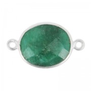 925 Sterling Silver Spacer 2 loops 11x13mm / Imitation Emerald