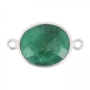 925 Sterling Silver Spacer 2 loops 11x13mm / Imitation Emerald