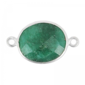 925 Sterling Silver Spacer 2 loops 11x13mm / Imitation Emerald