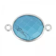 925 Sterling Silver Spacer 2 loops 11x13mm / Turquoise x1
