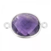 925 Sterling Silver Spacer 2 loops 11x13mm / Améthyste x1